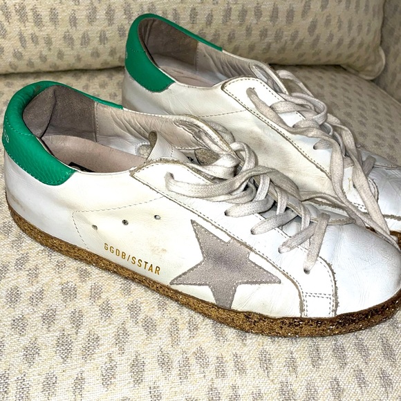 Golden Goose Shoes - Golden Goose White & Gold Glitter Sneakers Size 38